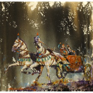 Shan Amrohvi, 12 x 12 inch, Acrylic On Canvas, Horse Painting, AC-SA-133